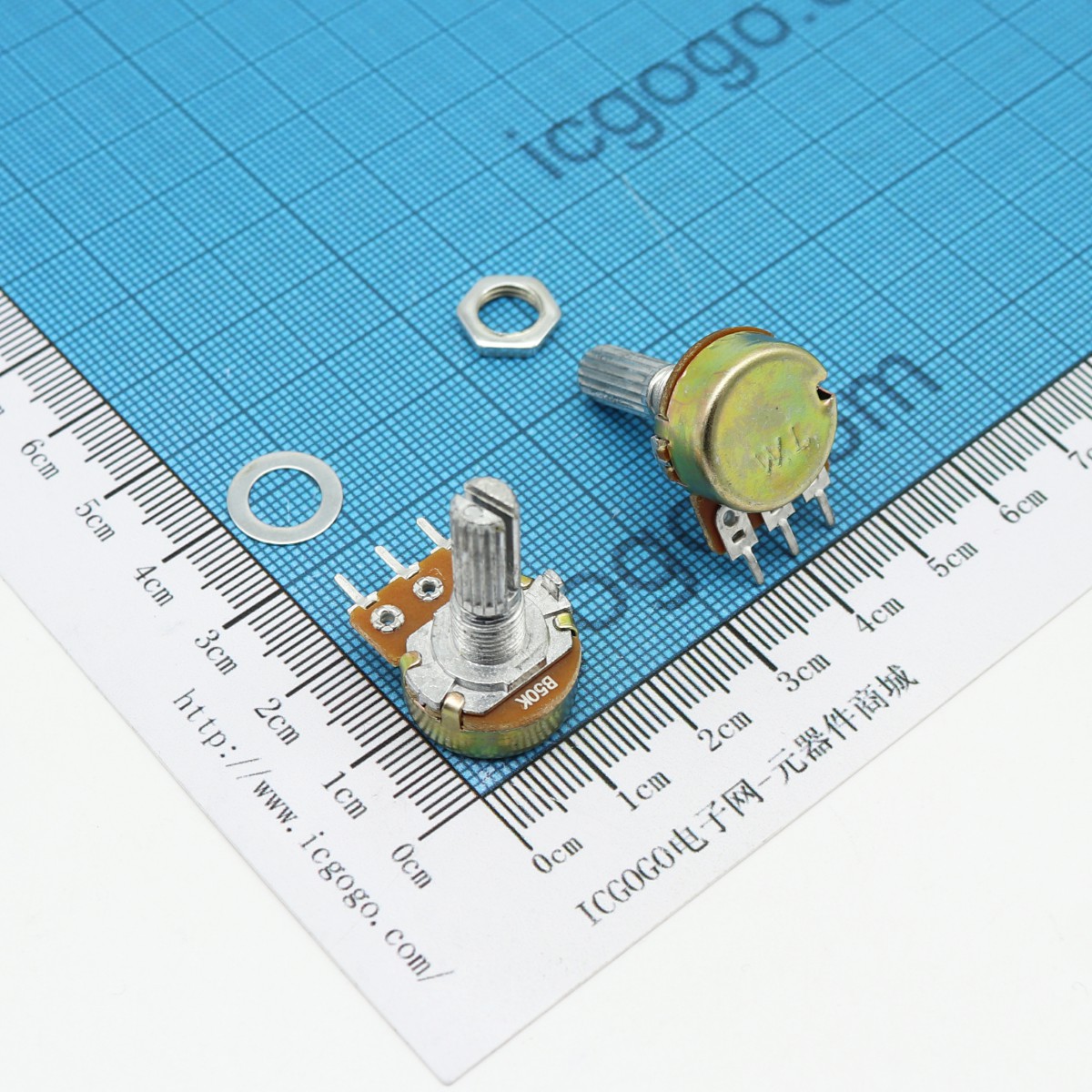 电位器 WH148 B50K 单联 柄长20mm 可调电阻 50KR 3脚